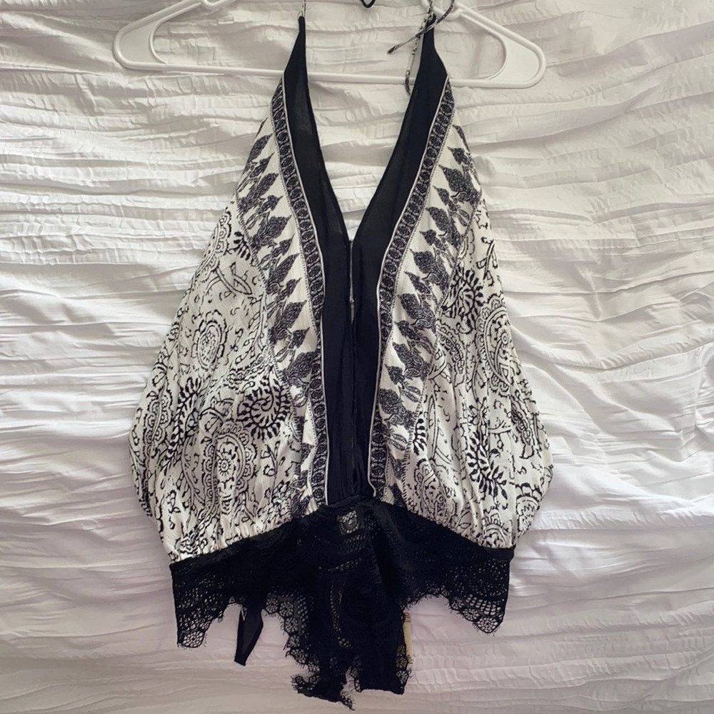 Free people borderlines halter bodysuit